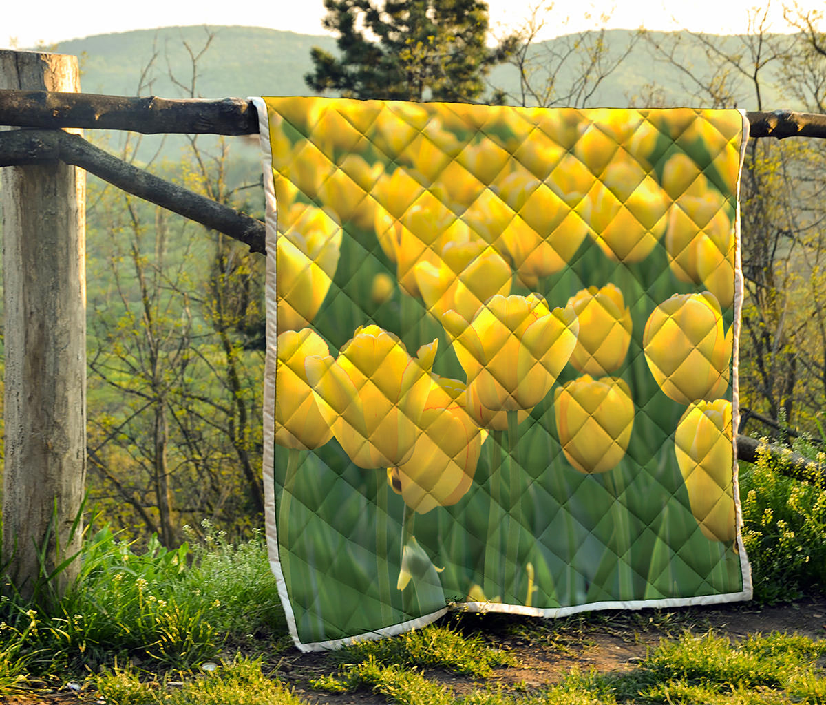 Yellow Tulip Print Quilt