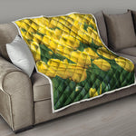Yellow Tulip Print Quilt