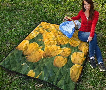 Yellow Tulip Print Quilt