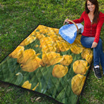 Yellow Tulip Print Quilt