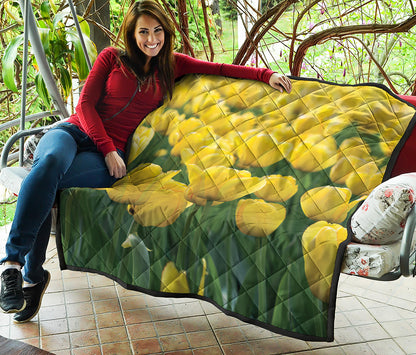 Yellow Tulip Print Quilt