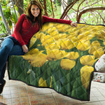 Yellow Tulip Print Quilt