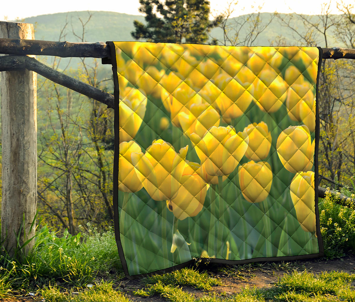 Yellow Tulip Print Quilt