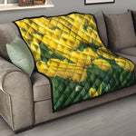 Yellow Tulip Print Quilt