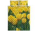 Yellow Tulip Print Quilt Bed Set