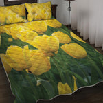 Yellow Tulip Print Quilt Bed Set