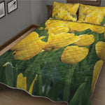 Yellow Tulip Print Quilt Bed Set