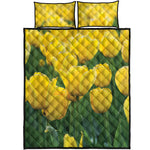 Yellow Tulip Print Quilt Bed Set