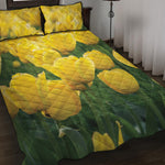 Yellow Tulip Print Quilt Bed Set