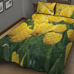 Yellow Tulip Print Quilt Bed Set