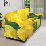 Yellow Tulip Print Sofa Cover