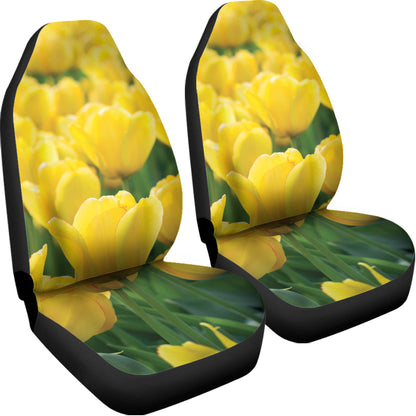 Yellow Tulip Print Universal Fit Car Seat Covers
