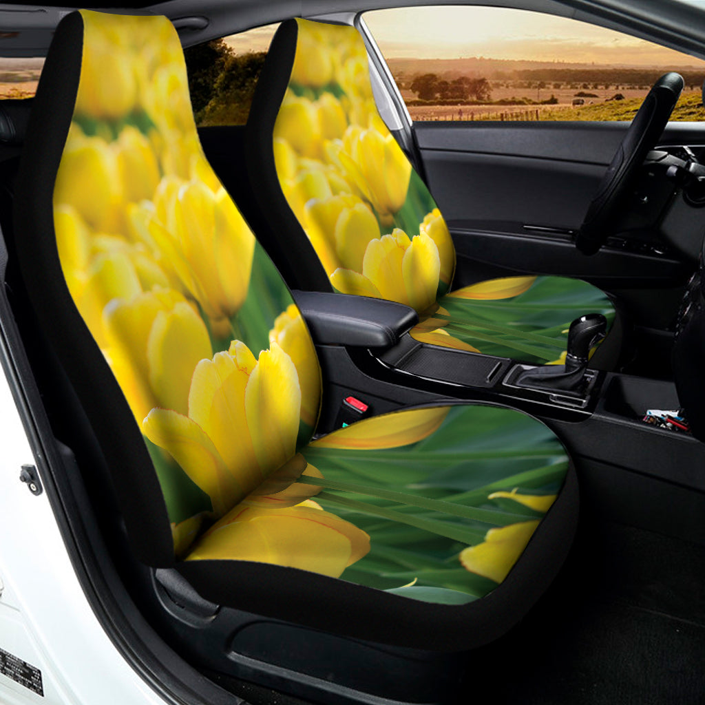 Yellow Tulip Print Universal Fit Car Seat Covers