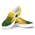 Yellow Tulip Print White Slip On Sneakers