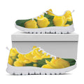 Yellow Tulip Print White Running Shoes