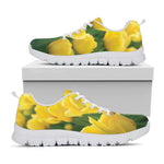 Yellow Tulip Print White Sneakers
