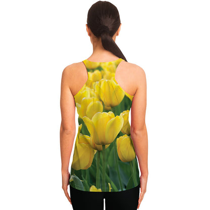 Yellow Tulip Print Women's Racerback Tank Top