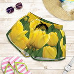 Yellow Tulip Print Women's Shorts