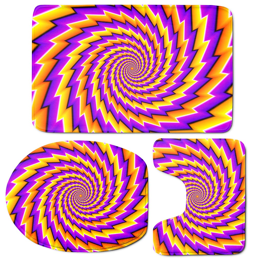 Yellow Twisted Moving Optical Illusion 3 Piece Bath Mat Set