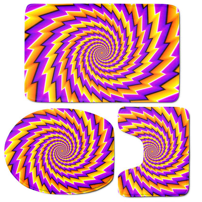 Yellow Twisted Moving Optical Illusion 3 Piece Bath Mat Set
