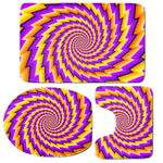 Yellow Twisted Moving Optical Illusion 3 Piece Bath Mat Set