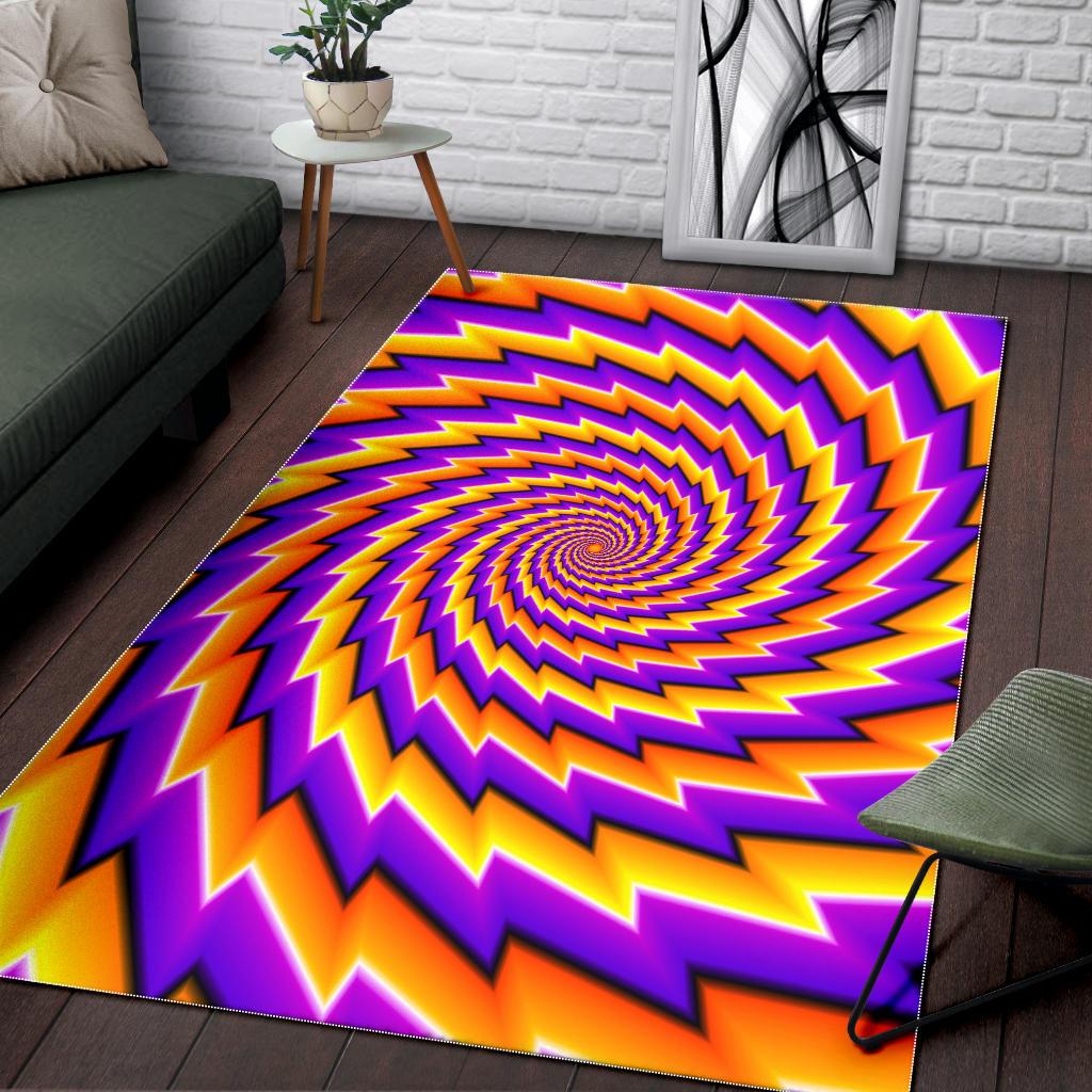 Yellow Twisted Moving Optical Illusion Area Rug GearFrost