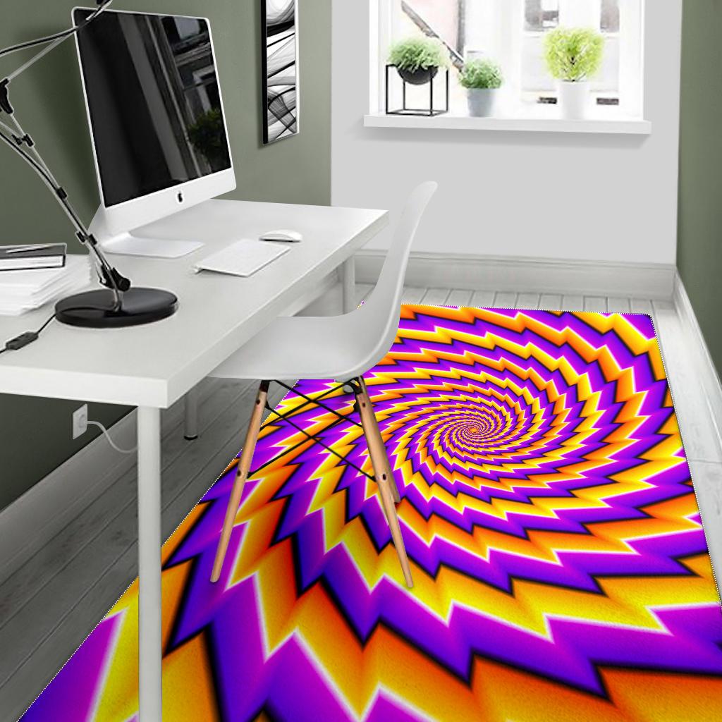 Yellow Twisted Moving Optical Illusion Area Rug GearFrost