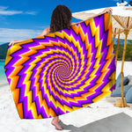 Yellow Twisted Moving Optical Illusion Beach Sarong Wrap