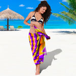 Yellow Twisted Moving Optical Illusion Beach Sarong Wrap