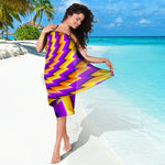 Yellow Twisted Moving Optical Illusion Beach Sarong Wrap