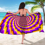 Yellow Twisted Moving Optical Illusion Beach Sarong Wrap