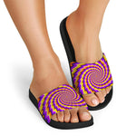 Yellow Twisted Moving Optical Illusion Black Slide Sandals