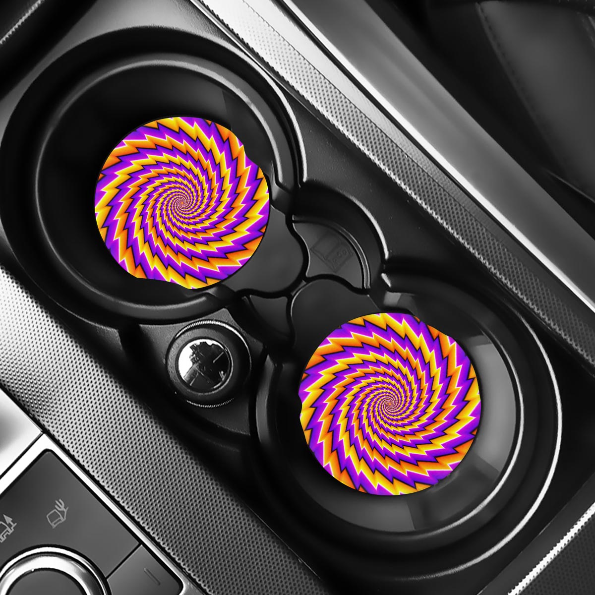Yellow Twisted Moving Optical Illusion Car Coasters