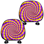 Yellow Twisted Moving Optical Illusion Car Headrest Covers