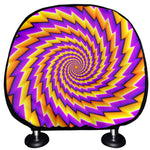 Yellow Twisted Moving Optical Illusion Car Headrest Covers