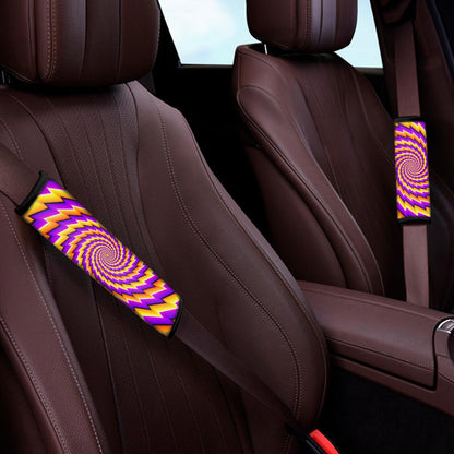Yellow Twisted Moving Optical Illusion Car Seat Belt Covers