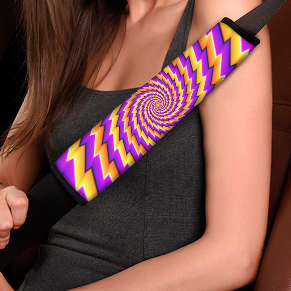 Yellow Twisted Moving Optical Illusion Car Seat Belt Covers