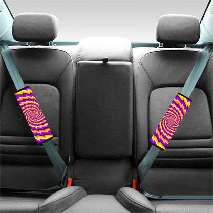 Yellow Twisted Moving Optical Illusion Car Seat Belt Covers