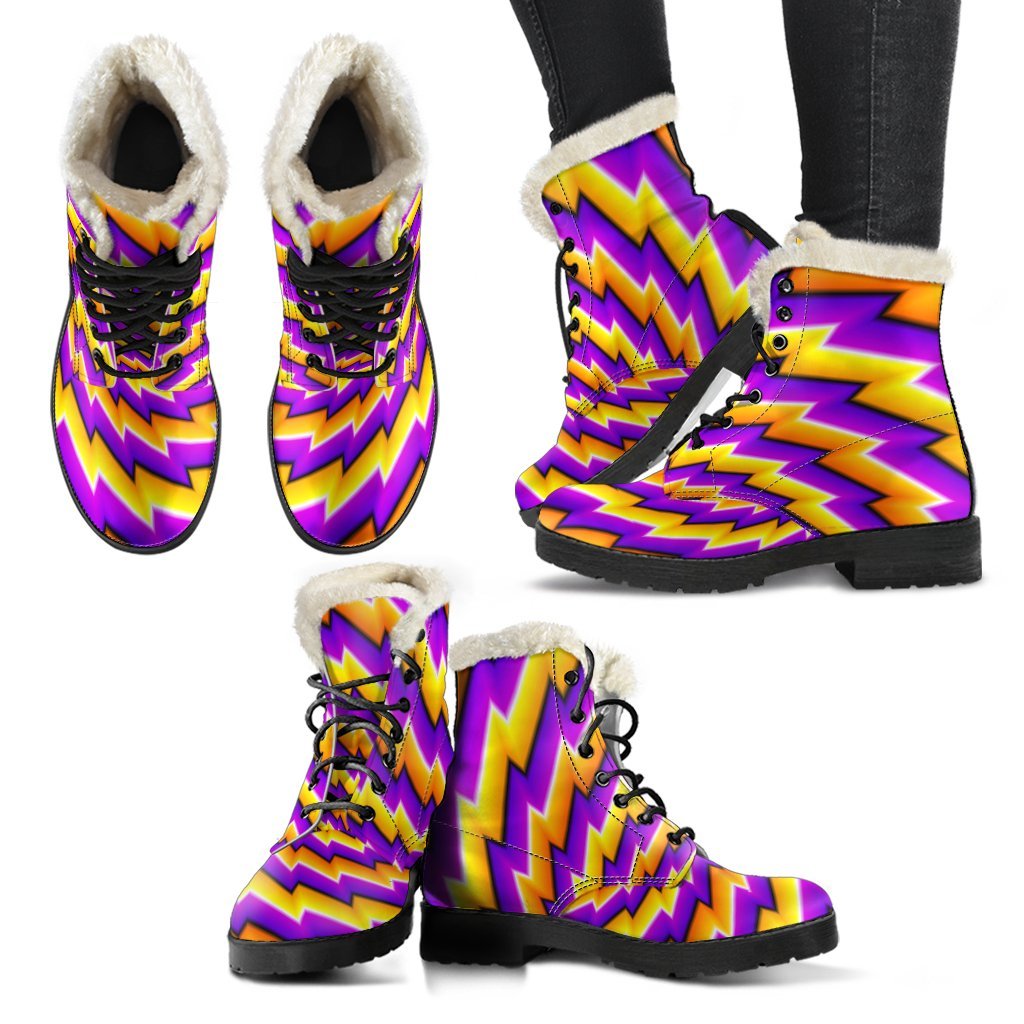 Yellow Twisted Moving Optical Illusion Comfy Boots GearFrost