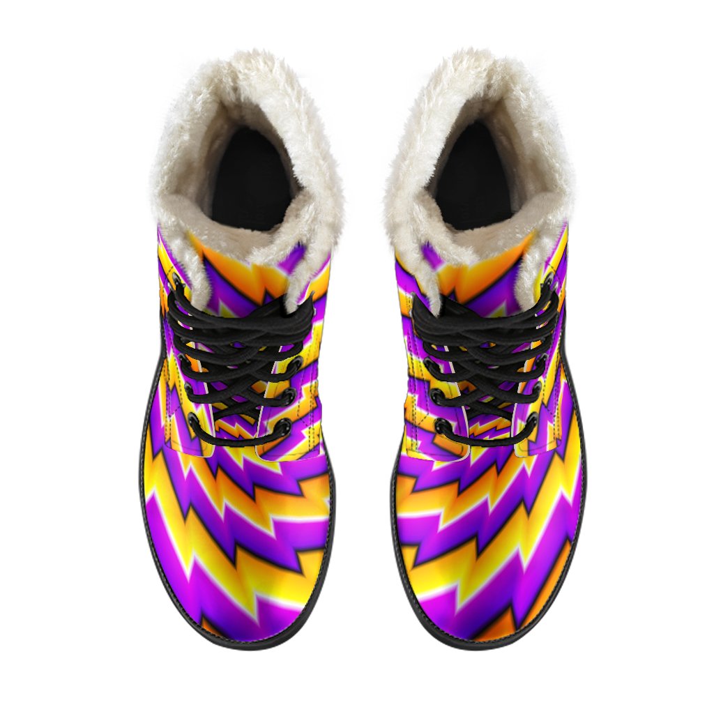 Yellow Twisted Moving Optical Illusion Comfy Boots GearFrost