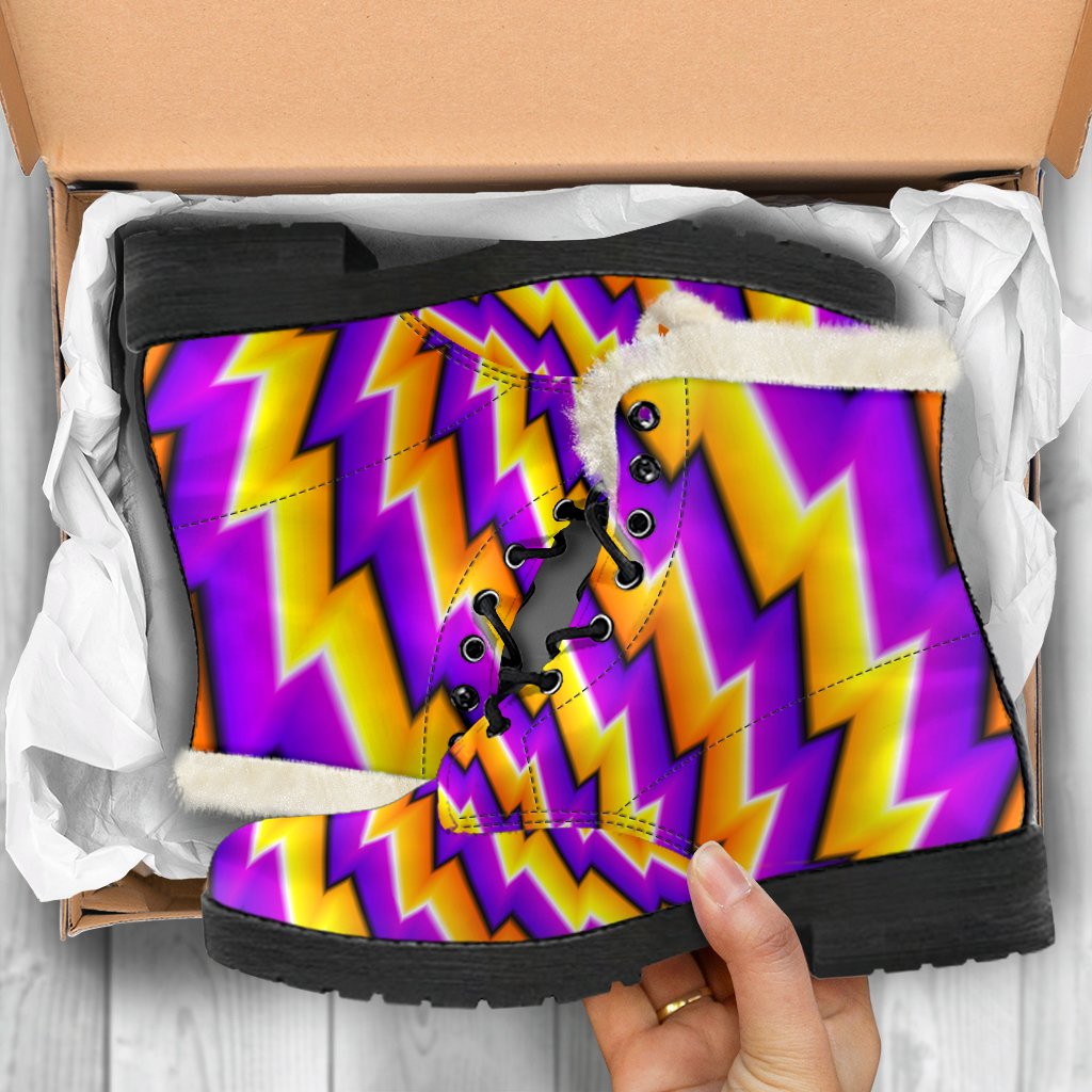 Yellow Twisted Moving Optical Illusion Comfy Boots GearFrost