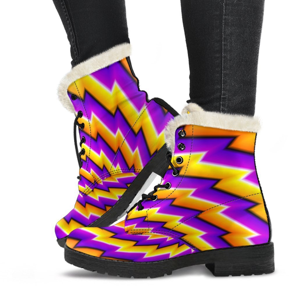 Yellow Twisted Moving Optical Illusion Comfy Boots GearFrost