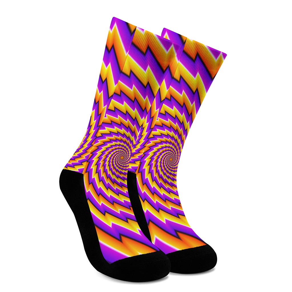 Yellow Twisted Moving Optical Illusion Crew Socks