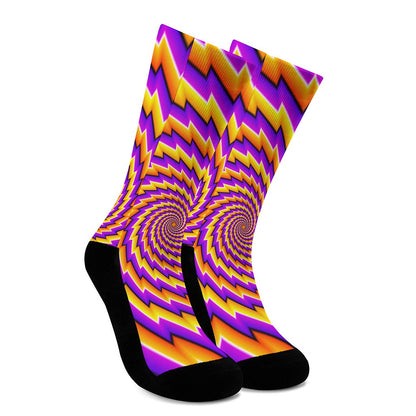 Yellow Twisted Moving Optical Illusion Crew Socks