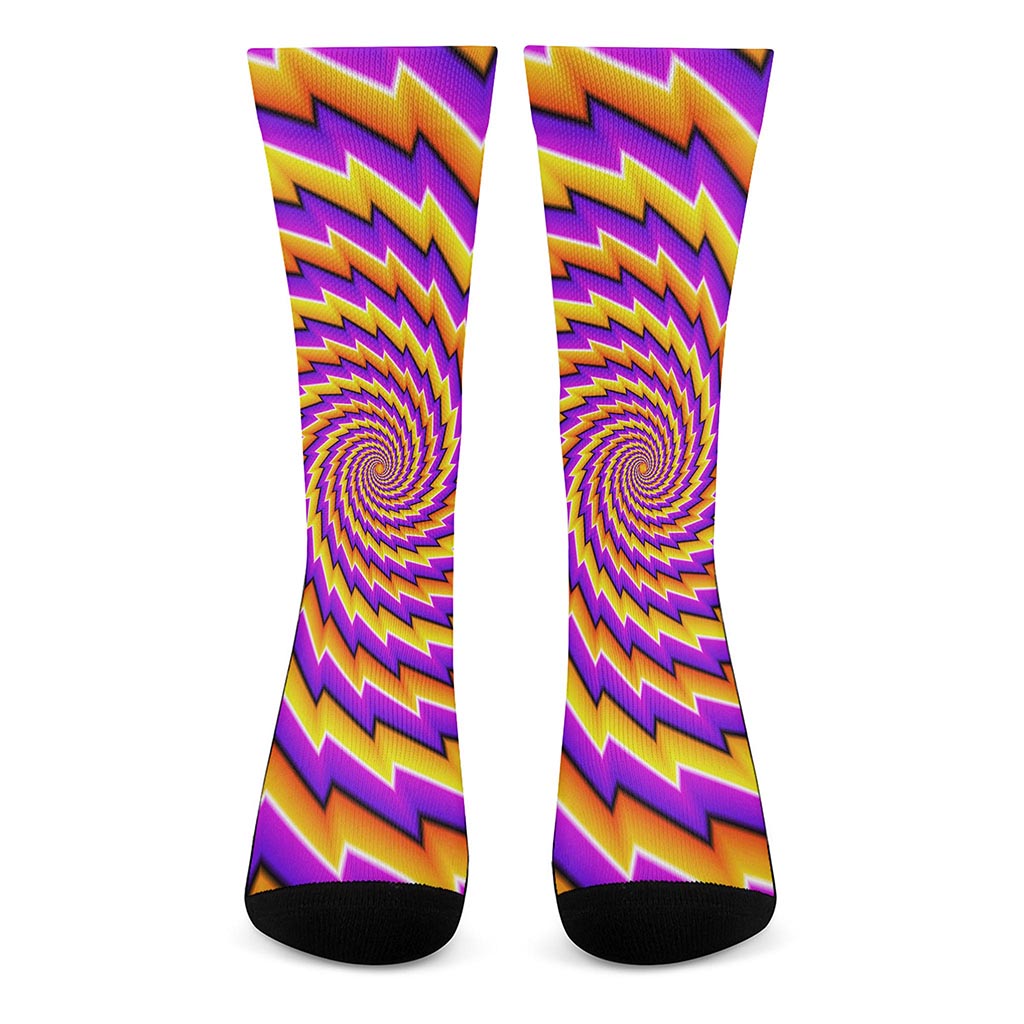 Yellow Twisted Moving Optical Illusion Crew Socks