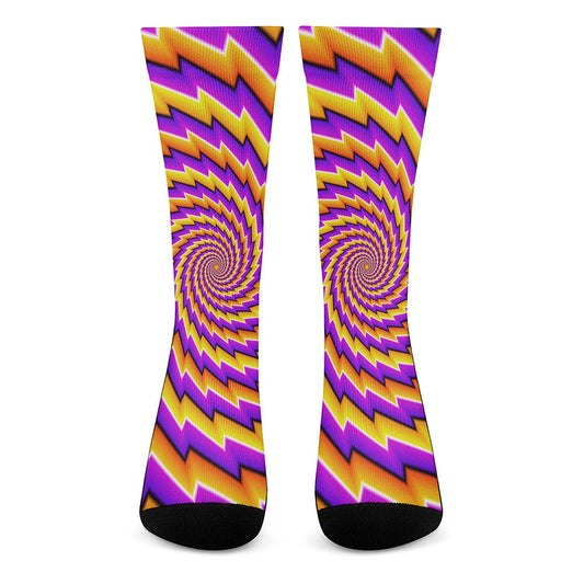 Yellow Twisted Moving Optical Illusion Crew Socks