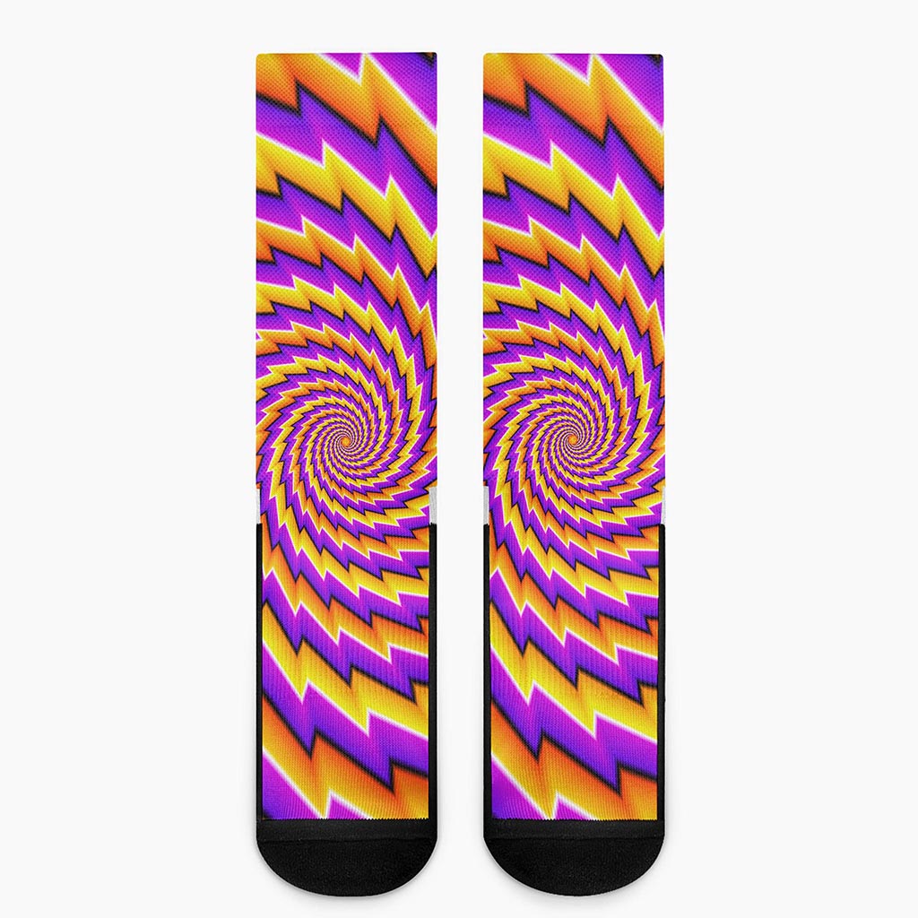 Yellow Twisted Moving Optical Illusion Crew Socks