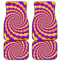 Yellow Twisted Moving Optical Illusion Front and Back Car Floor Mats