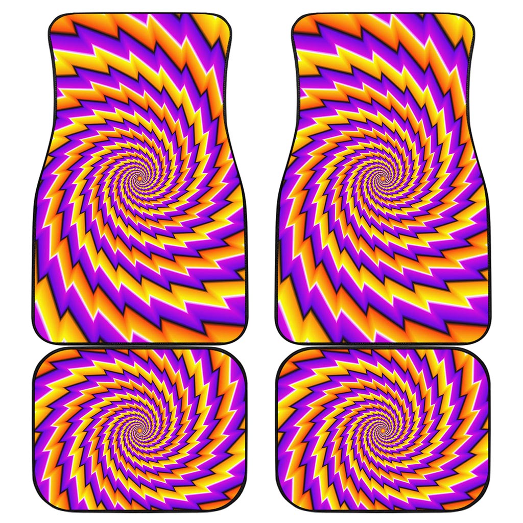 Yellow Twisted Moving Optical Illusion Front and Back Car Floor Mats