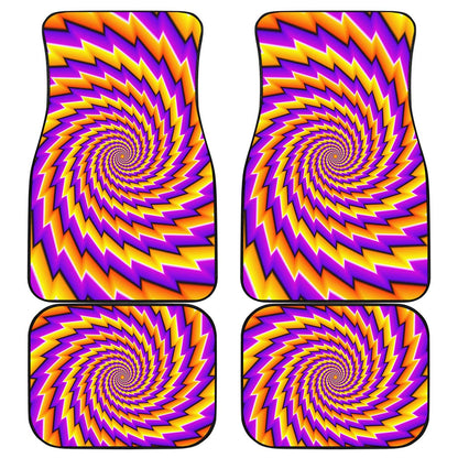 Yellow Twisted Moving Optical Illusion Front and Back Car Floor Mats